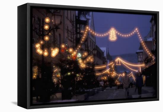 EU, France, Alsace, Saverne. Christmas market lights-Dave Bartruff-Framed Premier Image Canvas