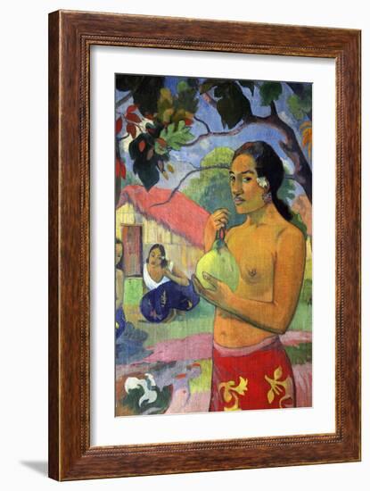 'Eu haere ia oe (Woman Holding a Fruit. Where Are You Going?)', 1893.  Artist: Paul Gauguin-Paul Gauguin-Framed Giclee Print