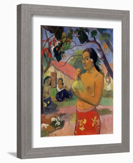 Eu Haere Ia Oe (Woman Holding a Fruit. Where are You Going), 1893-Paul Gauguin-Framed Giclee Print