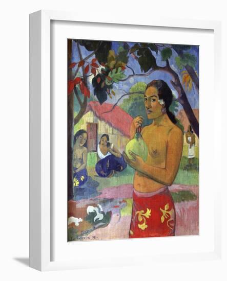 Eu Haere Ia Oe (Woman Holding a Fruit. Where are You Going), 1893-Paul Gauguin-Framed Giclee Print