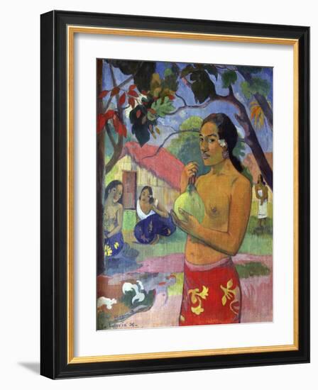 Eu Haere Ia Oe (Woman Holding a Fruit. Where are You Going), 1893-Paul Gauguin-Framed Giclee Print