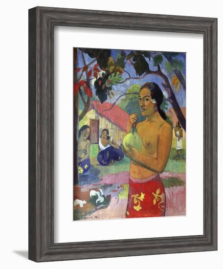 Eu Haere Ia Oe (Woman Holding a Fruit. Where are You Going), 1893-Paul Gauguin-Framed Giclee Print