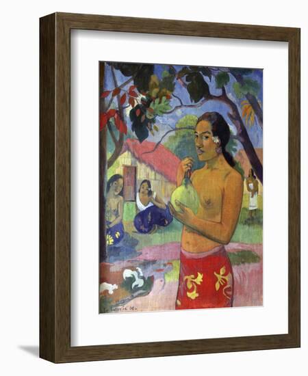 Eu Haere Ia Oe (Woman Holding a Fruit. Where are You Going), 1893-Paul Gauguin-Framed Giclee Print