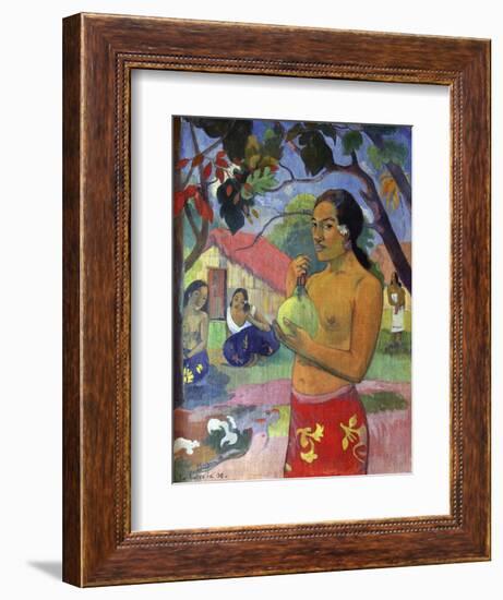 Eu Haere Ia Oe (Woman Holding a Fruit. Where are You Going), 1893-Paul Gauguin-Framed Giclee Print