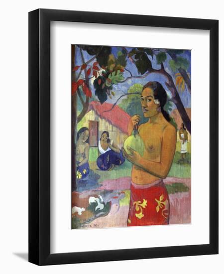 Eu Haere Ia Oe (Woman Holding a Fruit. Where are You Going), 1893-Paul Gauguin-Framed Giclee Print