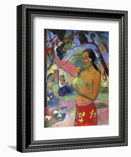 Eu Haere Ia Oe (Woman Holding a Fruit. Where are You Going), 1893-Paul Gauguin-Framed Giclee Print