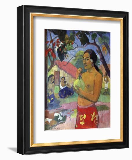 Eu Haere Ia Oe (Woman Holding a Fruit. Where are You Going), 1893-Paul Gauguin-Framed Giclee Print