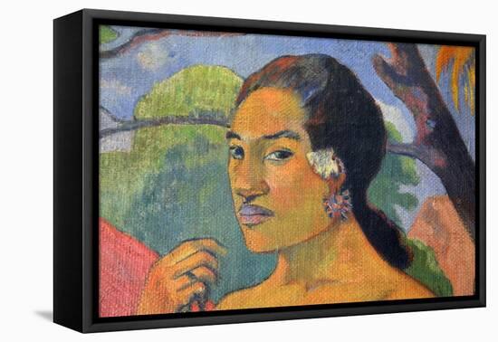 Eu Haere Ia Oe (Woman Holding a Fruit. Where are You Going), 1893-Paul Gauguin-Framed Premier Image Canvas