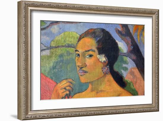 Eu Haere Ia Oe (Woman Holding a Fruit. Where are You Going), 1893-Paul Gauguin-Framed Giclee Print