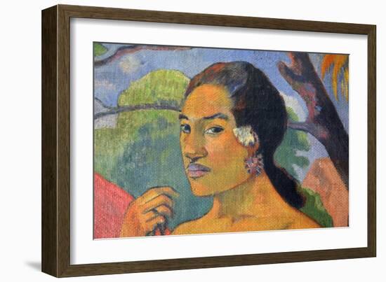 Eu Haere Ia Oe (Woman Holding a Fruit. Where are You Going), 1893-Paul Gauguin-Framed Giclee Print