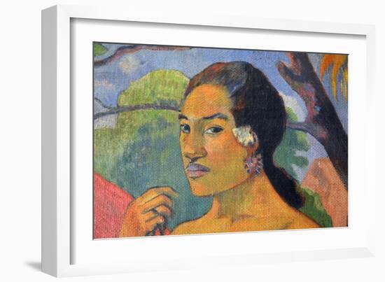 Eu Haere Ia Oe (Woman Holding a Fruit. Where are You Going), 1893-Paul Gauguin-Framed Giclee Print