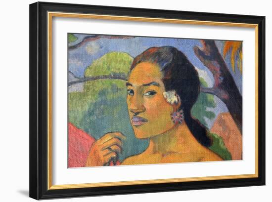 Eu Haere Ia Oe (Woman Holding a Fruit. Where are You Going), 1893-Paul Gauguin-Framed Giclee Print