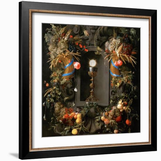 Eucharist in Fruit Wreath - Jan Davidsz. De Heem (1606-1684). Oil on Canvas, 1648. Dimension : 138X-Jan Davidsz de Heem-Framed Giclee Print