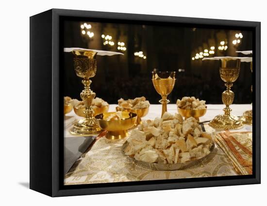 Eucharist in Notre Dame Cathedral, Paris, France, Europe-null-Framed Premier Image Canvas