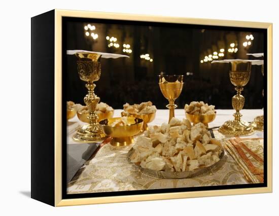 Eucharist in Notre Dame Cathedral, Paris, France, Europe-null-Framed Premier Image Canvas