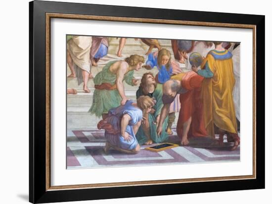 Euclid or Archimedes: Detail from the School of Athens in the Stanza Della Segnatura, 1510-11 (Fres-Raphael (1483-1520)-Framed Giclee Print