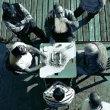 Looking Down at Men Playing Dominoes-Eudald Castells-Framed Photographic Print