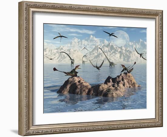 Eudimorphodon's Fishing for their Next Meal-Stocktrek Images-Framed Photographic Print