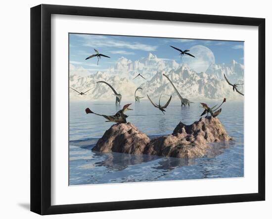 Eudimorphodon's Fishing for their Next Meal-Stocktrek Images-Framed Photographic Print