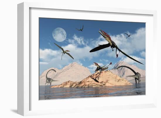 Eudimorphodons from the Triassic Period of Earth-Stocktrek Images-Framed Art Print