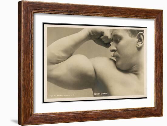 Eugen Sandow American Exponent of Physical Fitness Showing off His Arm Muscles-null-Framed Art Print