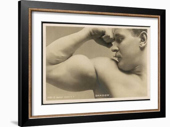 Eugen Sandow American Exponent of Physical Fitness Showing off His Arm Muscles-null-Framed Art Print