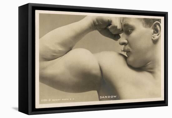 Eugen Sandow American Exponent of Physical Fitness Showing off His Arm Muscles-null-Framed Stretched Canvas