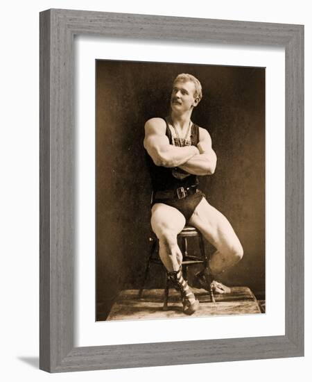 Eugen Sandow, in Classical Ancient Greco-Roman Pose, C.1893-Napoleon Sarony-Framed Photographic Print