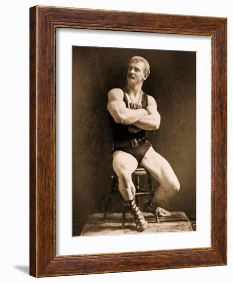 Eugen Sandow, in Classical Ancient Greco-Roman Pose, C.1893-Napoleon Sarony-Framed Photographic Print