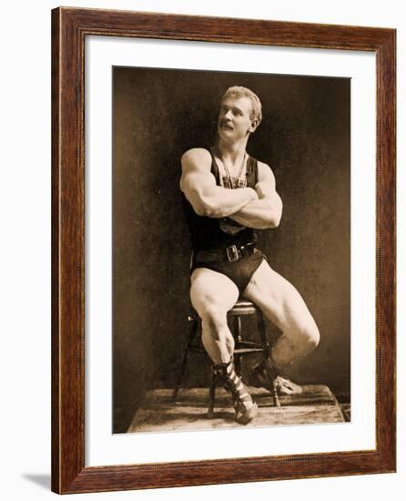 Eugen Sandow, in Classical Ancient Greco-Roman Pose, C.1893-Napoleon Sarony-Framed Photographic Print