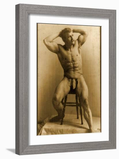 Eugen Sandow, in Classical Ancient Greco-Roman Pose, C.1893-Napoleon Sarony-Framed Photographic Print