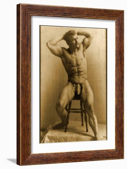 Eugen Sandow, in Classical Ancient Greco-Roman Pose, C.1893-Napoleon Sarony-Framed Photographic Print