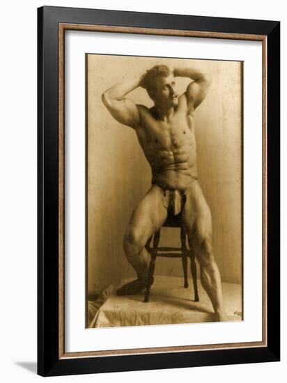 Eugen Sandow, in Classical Ancient Greco-Roman Pose, C.1893-Napoleon Sarony-Framed Photographic Print