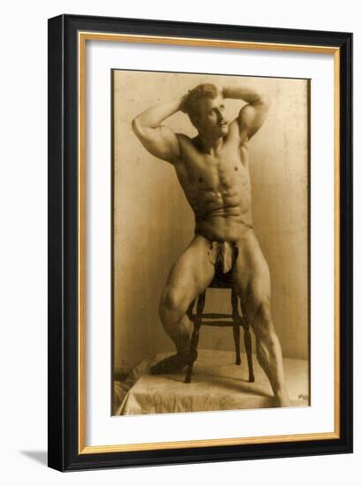 Eugen Sandow, in Classical Ancient Greco-Roman Pose, C.1893-Napoleon Sarony-Framed Photographic Print