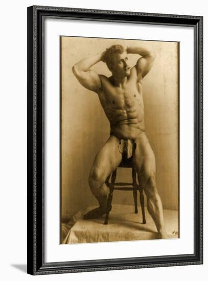 Eugen Sandow, in Classical Ancient Greco-Roman Pose, C.1893-Napoleon Sarony-Framed Photographic Print