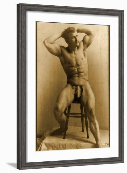 Eugen Sandow, in Classical Ancient Greco-Roman Pose, C.1893-Napoleon Sarony-Framed Photographic Print