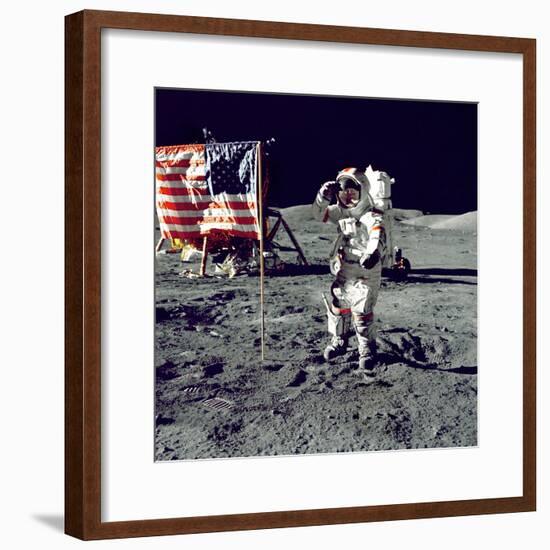 Eugene A. Cernan, Commander, Apollo 17 Salutes the Flag on the Lunar Surface-null-Framed Photo