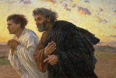 Peter and John Running at the Sepulchre on the Morning of the Resurrection-Eugene Burnand-Framed Art Print