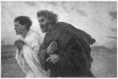 On the Morning of the Resurrection, the Disciples Peter and John on their Way to the Grave-Eugene Burnand-Framed Giclee Print