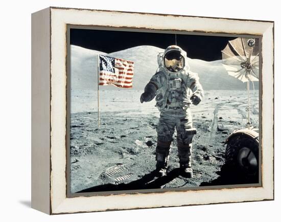 Eugene Cernan on Moon Apollo 17-null-Framed Premier Image Canvas