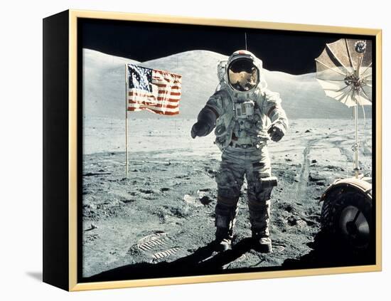 Eugene Cernan on Moon Apollo 17-null-Framed Premier Image Canvas