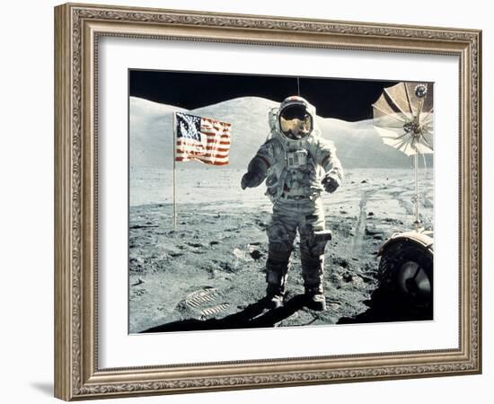 Eugene Cernan on Moon Apollo 17-null-Framed Photographic Print