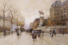 The Rive Gauche, Paris with Notre Dame beyond-Eugene Galien-Laloue-Giclee Print