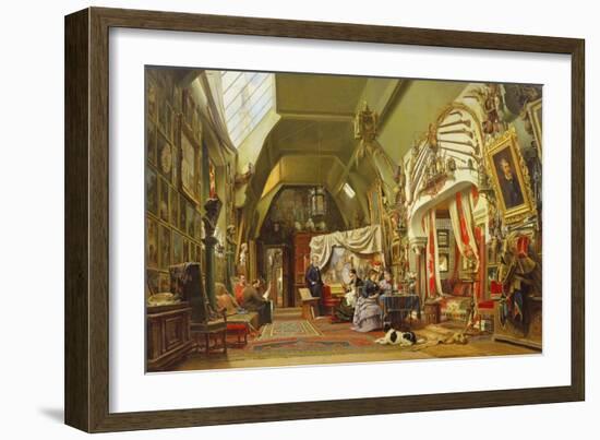 Eugene Giraud (1806-81) in His Studio with His Brother, Charles and His Son, Victor-Charles Giraud-Framed Premium Giclee Print