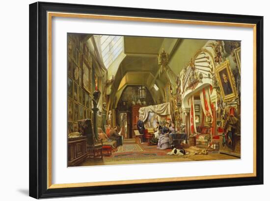Eugene Giraud (1806-81) in His Studio with His Brother, Charles and His Son, Victor-Charles Giraud-Framed Premium Giclee Print