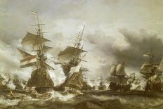 Combat du Texel le 29 juin 1694, victoire de Jean Bart sur l'escadre hollandaise de l'amiral de-Eugène Isabey-Framed Giclee Print