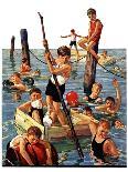 "Crowd of Boys Swimming," Saturday Evening Post Cover, July 28, 1928-Eugene Iverd-Giclee Print