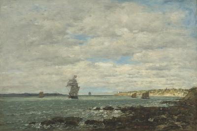 Luis Eugene Boudin 油彩画 海辺の風景 The Beach by Eugène Boudin