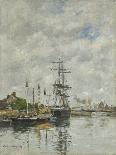 Le Havre, Eure Basin, Sailing Boats at Anchor, Sunset; Le Havre, Bassin De L'Eure, Voiliers a…-Eugène Boudin-Framed Giclee Print