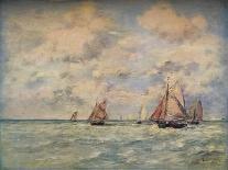 'Sortie Des Barques A Trouville', 19th century-Eugene Louis Boudin-Framed Giclee Print